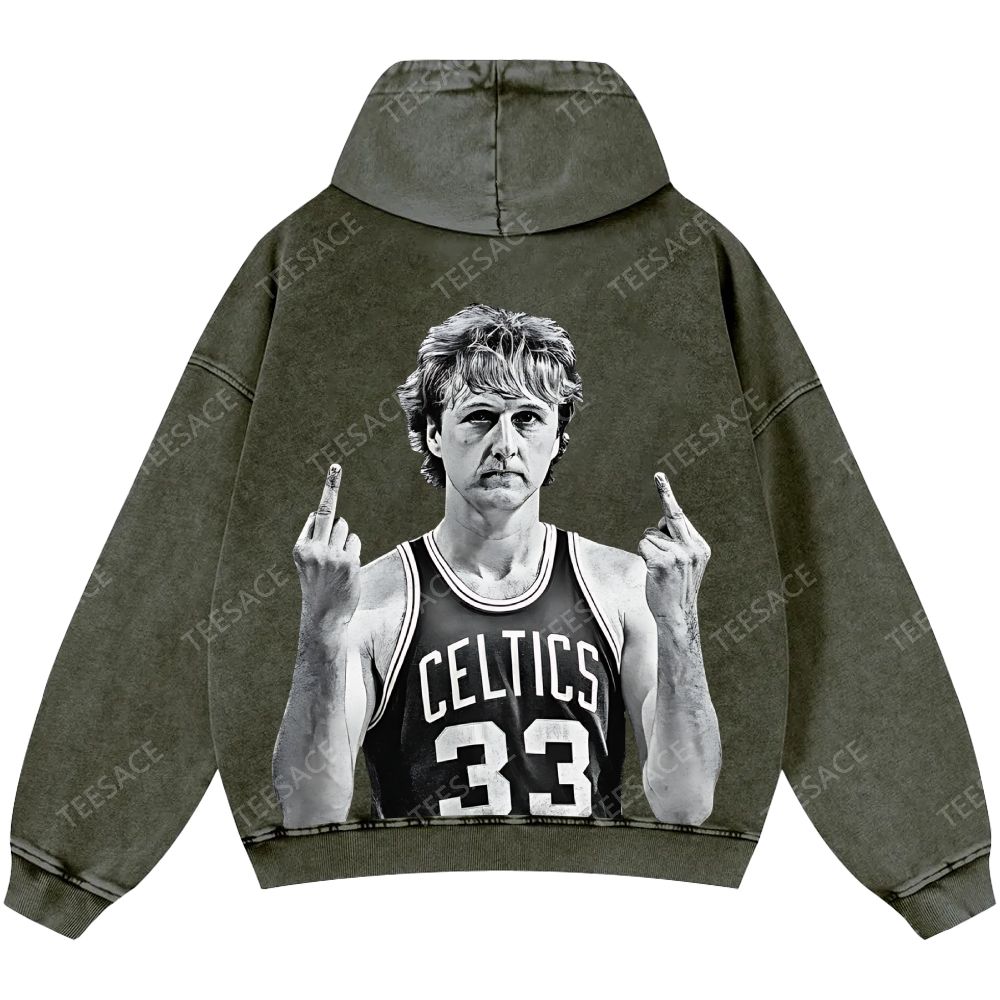 Larry Bird | Unisex Casual Printed Double-sided Washed Hoodie 2511024075