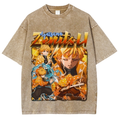 Unisex Fit Washed T-Shirt  | AGATSUMA ZENITSU