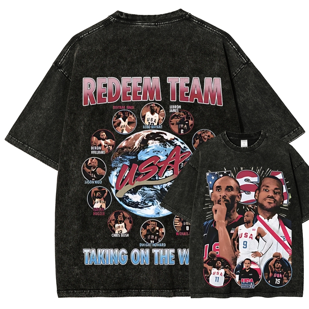 Unisex Fit Washed T-Shirt VINTAGE TEE | 2008 USA TEAM 