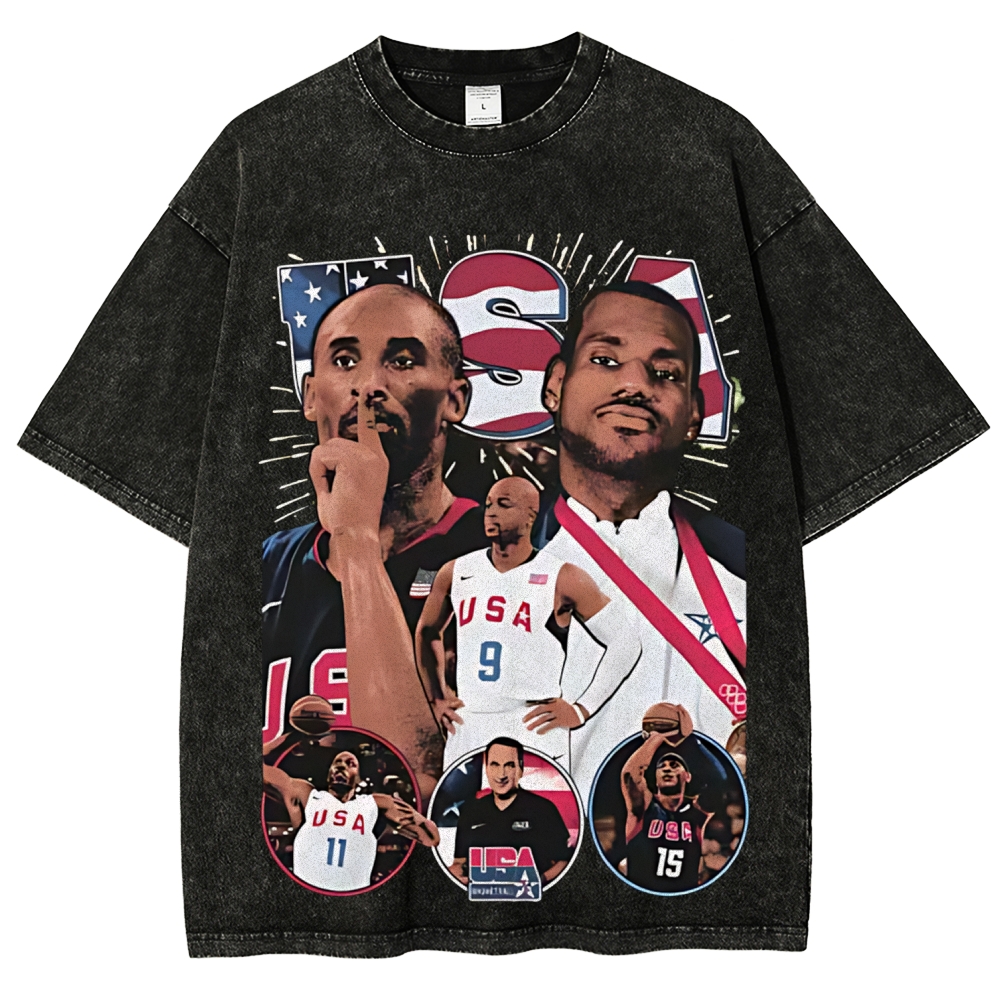 Unisex Fit Washed T-Shirt VINTAGE TEE | 2008 USA TEAM 