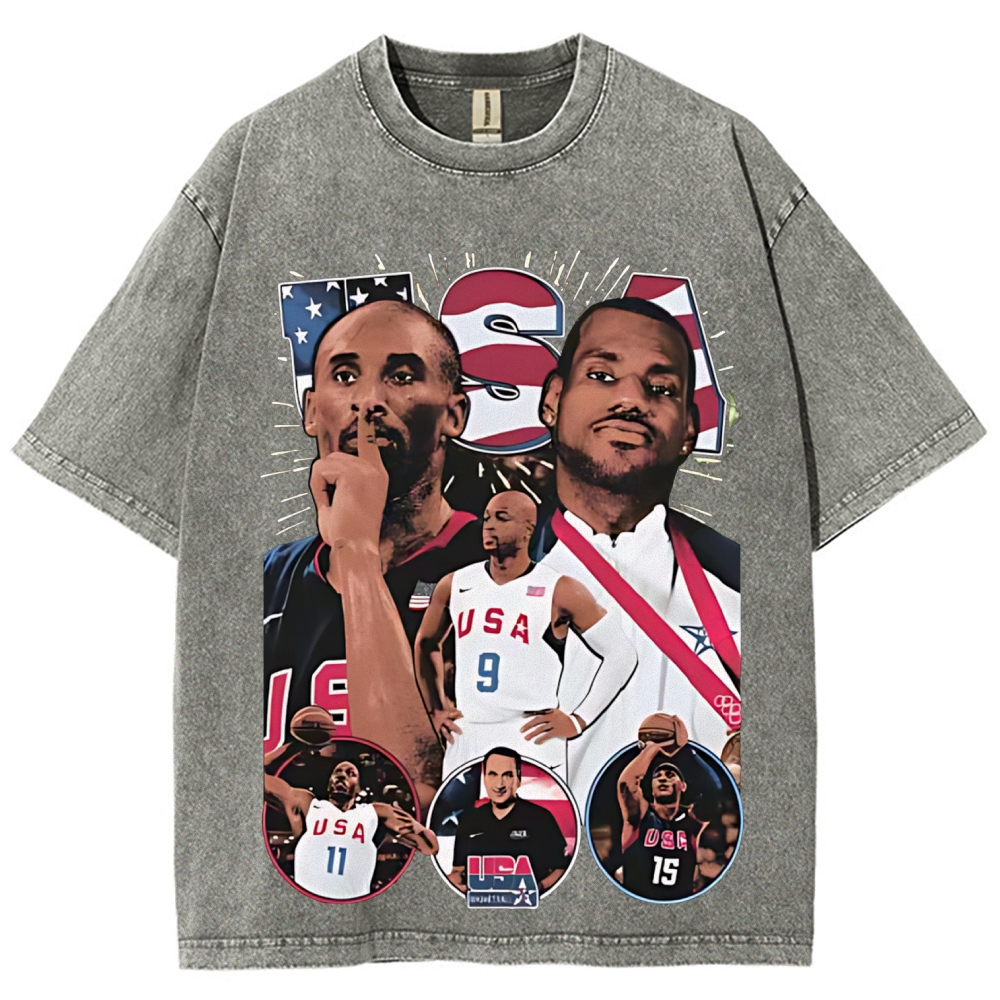Unisex Fit Washed T-Shirt VINTAGE TEE | 2008 USA TEAM 