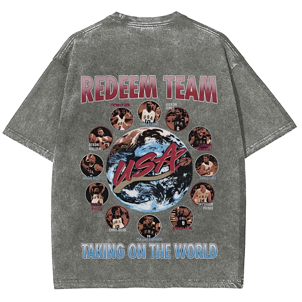 Unisex Fit Washed T-Shirt VINTAGE TEE | 2008 USA TEAM 