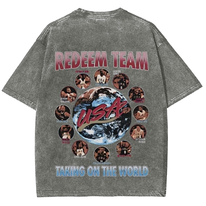 Unisex Fit Washed T-Shirt VINTAGE TEE | 2008 USA TEAM 