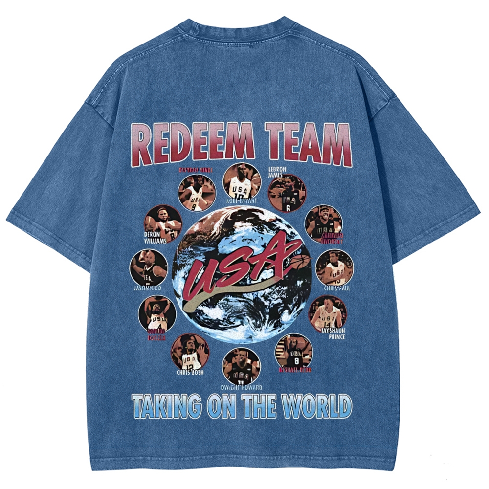 Unisex Fit Washed T-Shirt VINTAGE TEE | 2008 USA TEAM 