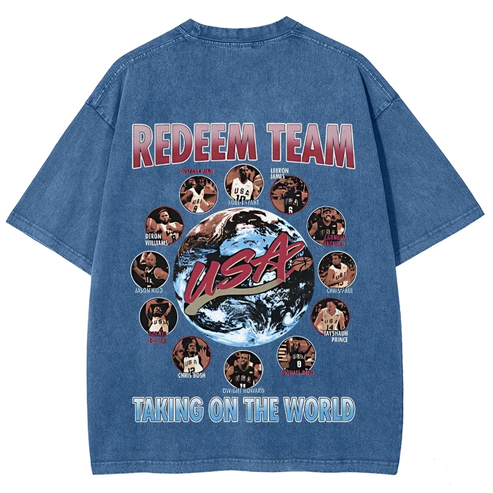 Unisex Fit Washed T-Shirt VINTAGE TEE | 2008 USA TEAM 