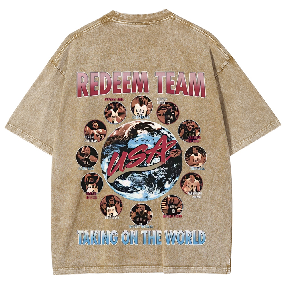 Unisex Fit Washed T-Shirt VINTAGE TEE | 2008 USA TEAM 