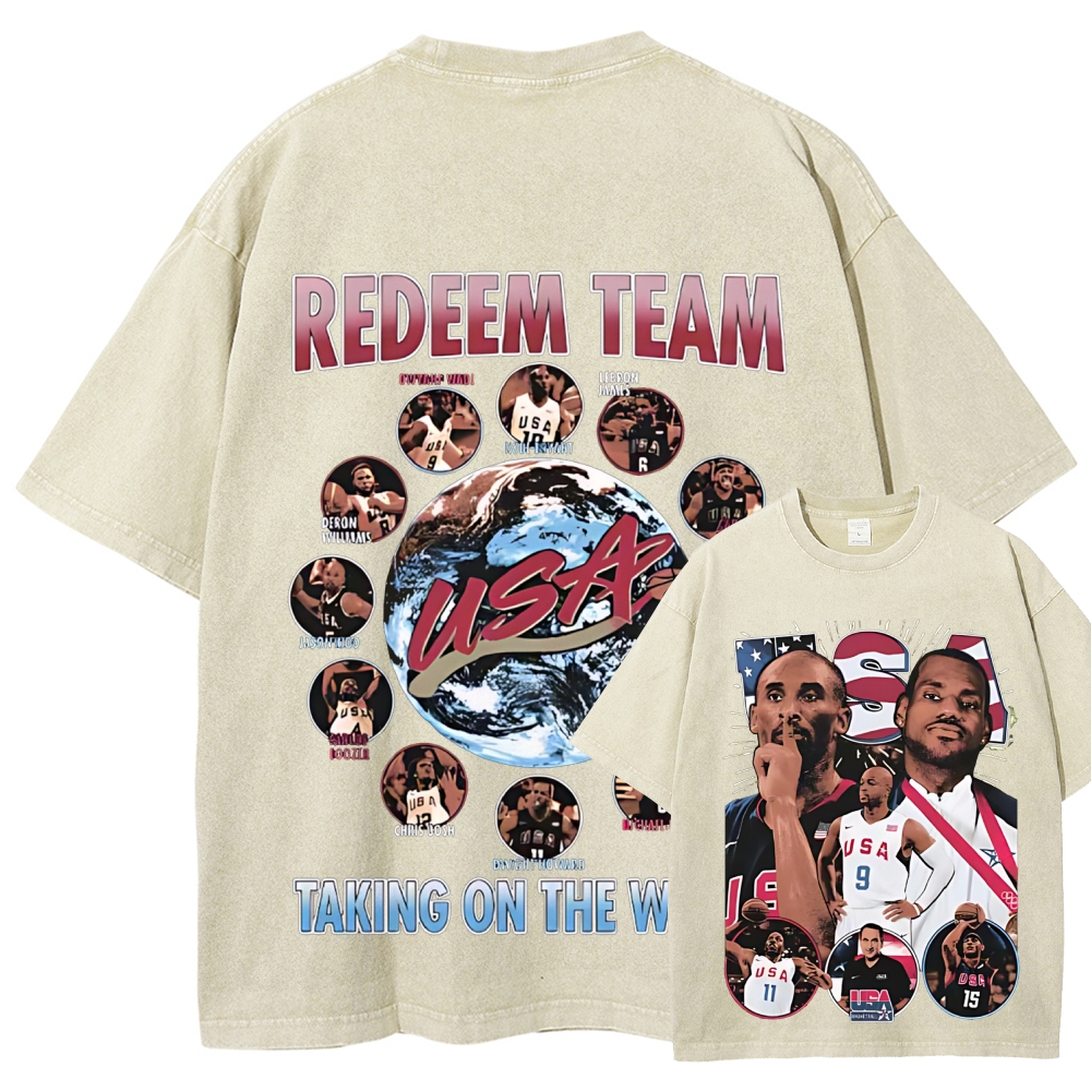 Unisex Fit Washed T-Shirt VINTAGE TEE | 2008 USA TEAM 