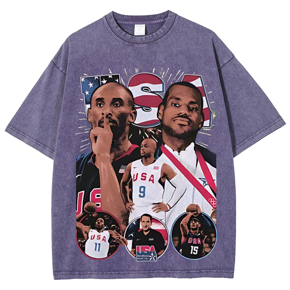 Unisex Fit Washed T-Shirt VINTAGE TEE | 2008 USA TEAM 