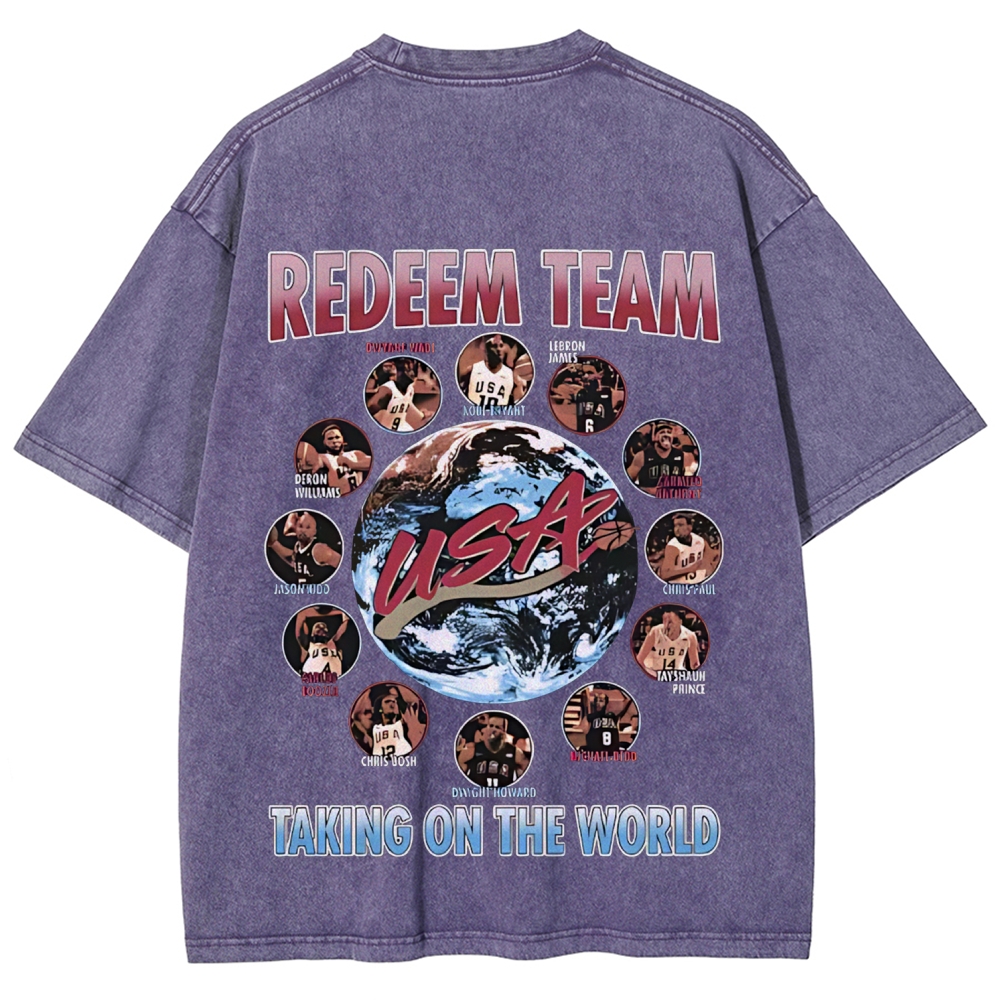 Unisex Fit Washed T-Shirt VINTAGE TEE | 2008 USA TEAM 