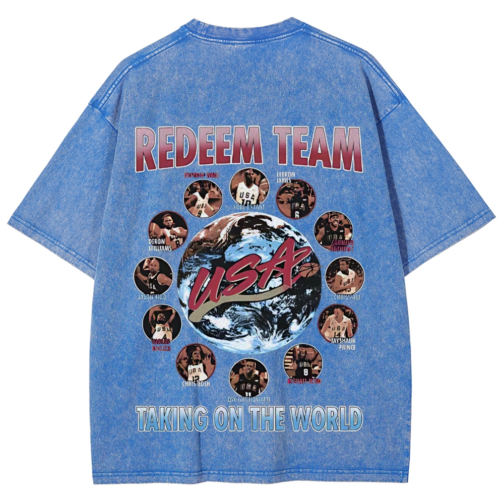 Unisex Fit Washed T-Shirt VINTAGE TEE | 2008 USA TEAM 