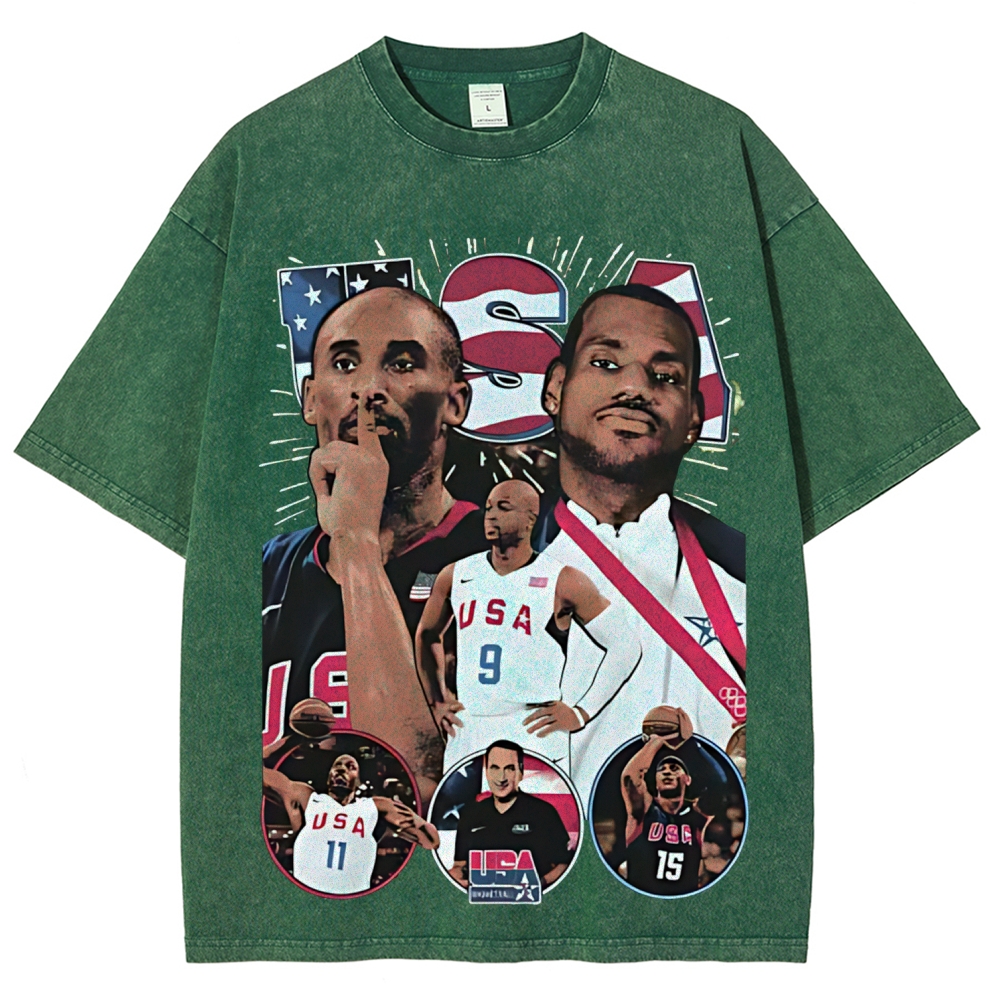 Unisex Fit Washed T-Shirt VINTAGE TEE | 2008 USA TEAM 