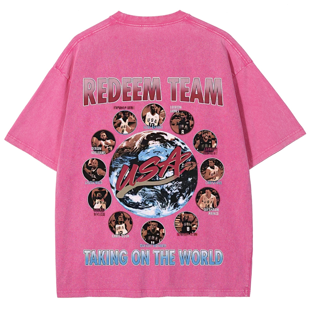 Unisex Fit Washed T-Shirt VINTAGE TEE | 2008 USA TEAM 