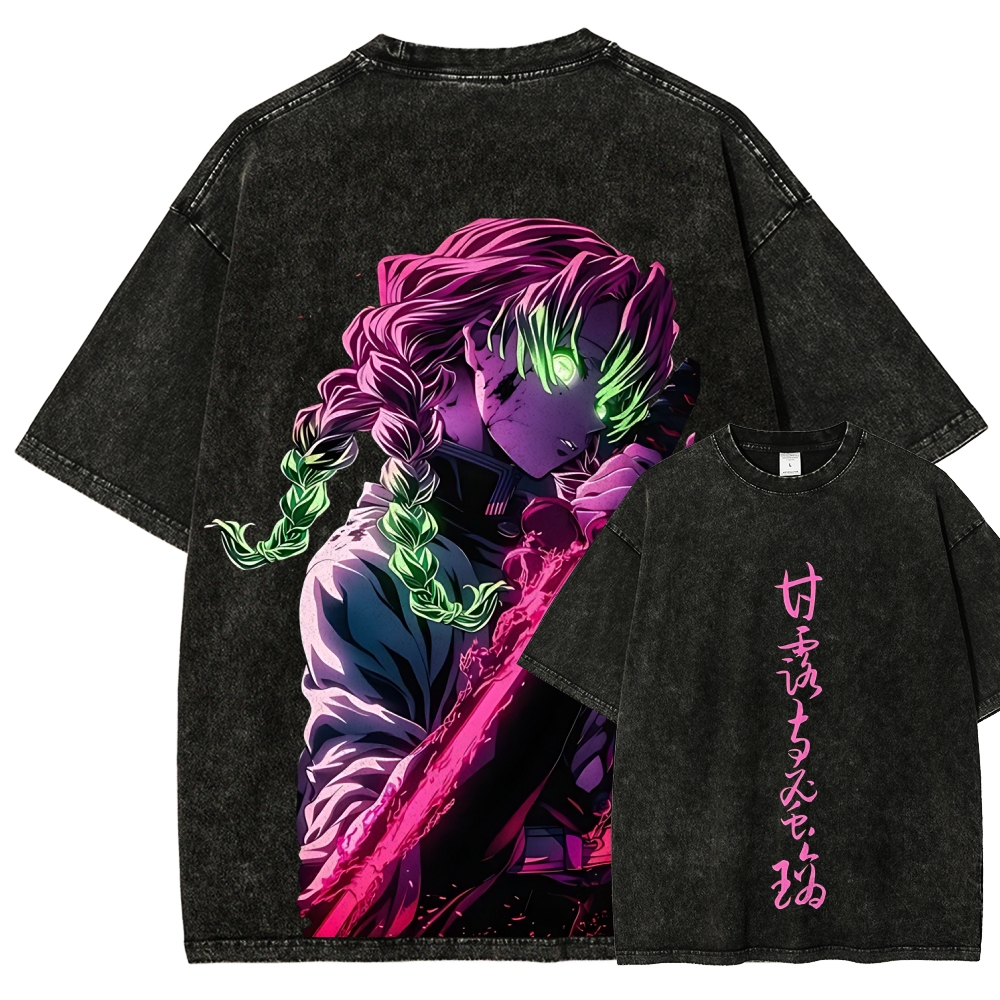 MITSURI KANROJI UNISEX ANIME INSPIRED VINTAGE WASHED TEE丨DEMON SLAYER-[DS]