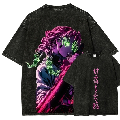 MITSURI KANROJI UNISEX ANIME INSPIRED VINTAGE WASHED TEE丨DEMON SLAYER-[DS]