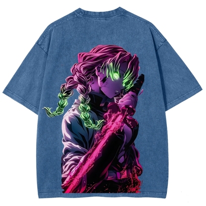 MITSURI KANROJI UNISEX ANIME INSPIRED VINTAGE WASHED TEE丨DEMON SLAYER-[DS]