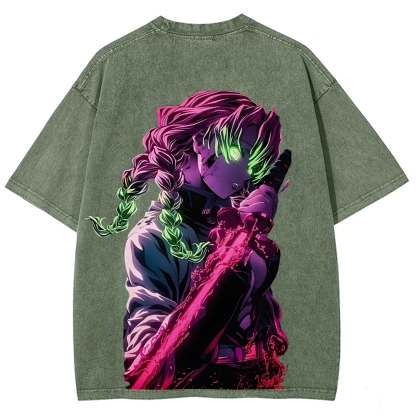 MITSURI KANROJI UNISEX ANIME INSPIRED VINTAGE WASHED TEE丨DEMON SLAYER-[DS]
