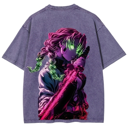 MITSURI KANROJI UNISEX ANIME INSPIRED VINTAGE WASHED TEE丨DEMON SLAYER-[DS]