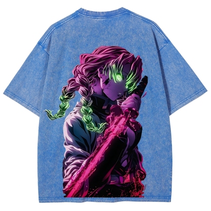 MITSURI KANROJI UNISEX ANIME INSPIRED VINTAGE WASHED TEE丨DEMON SLAYER-[DS]