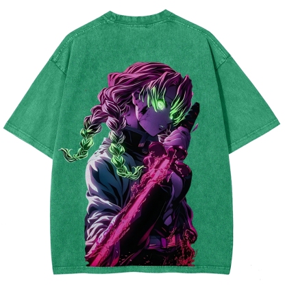 MITSURI KANROJI UNISEX ANIME INSPIRED VINTAGE WASHED TEE丨DEMON SLAYER-[DS]