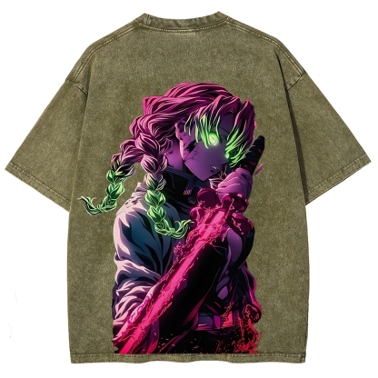 MITSURI KANROJI UNISEX ANIME INSPIRED VINTAGE WASHED TEE丨DEMON SLAYER-[DS]