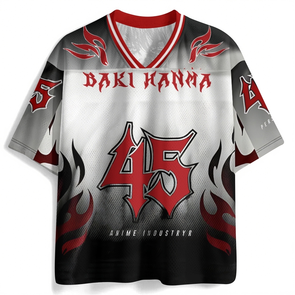 HANMA Anime Football Jersey Mesh Shirt