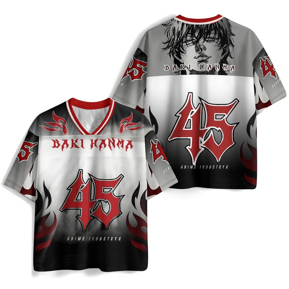 HANMA Anime Football Jersey Mesh Shirt