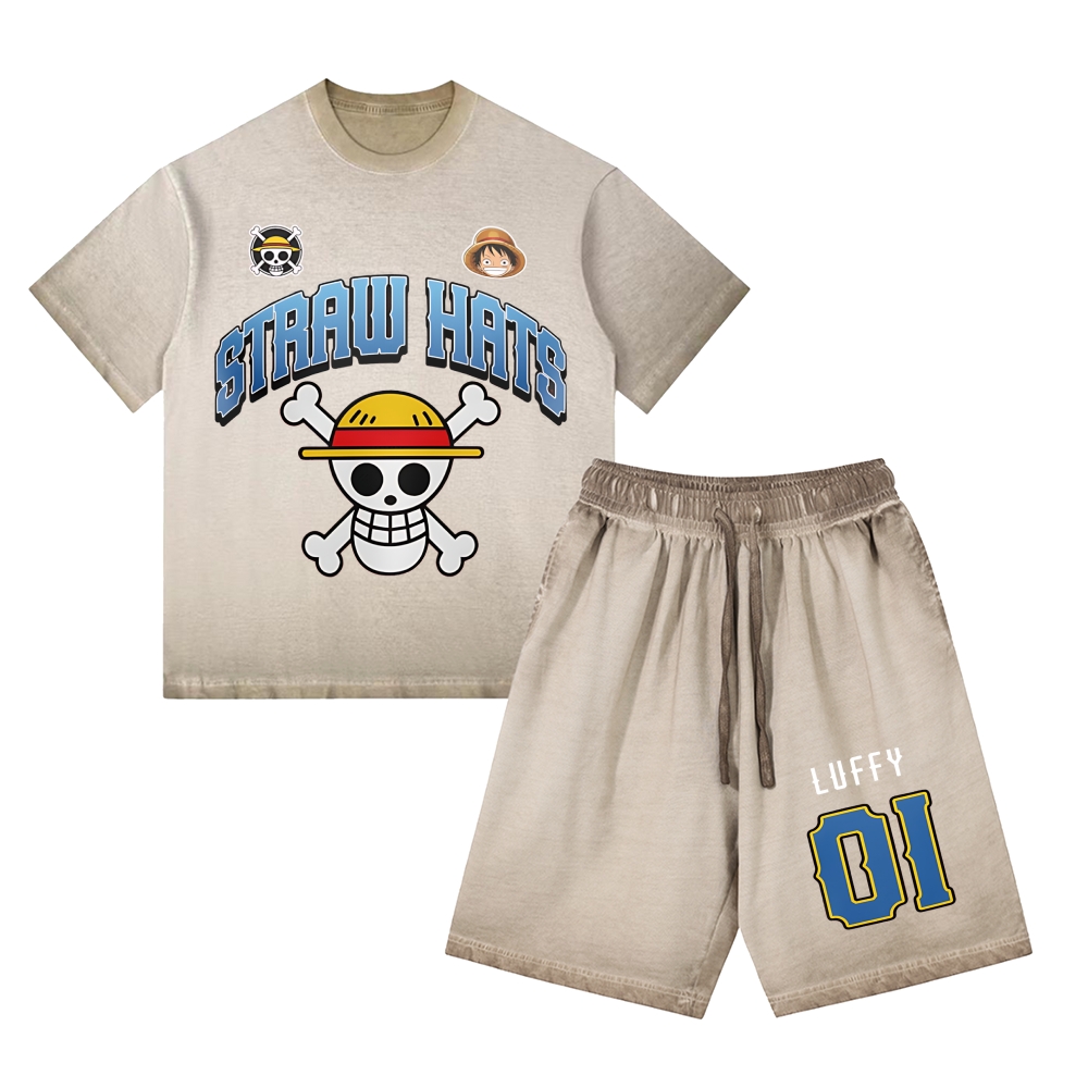 One Piece | Washed Tee&Shorts Set  