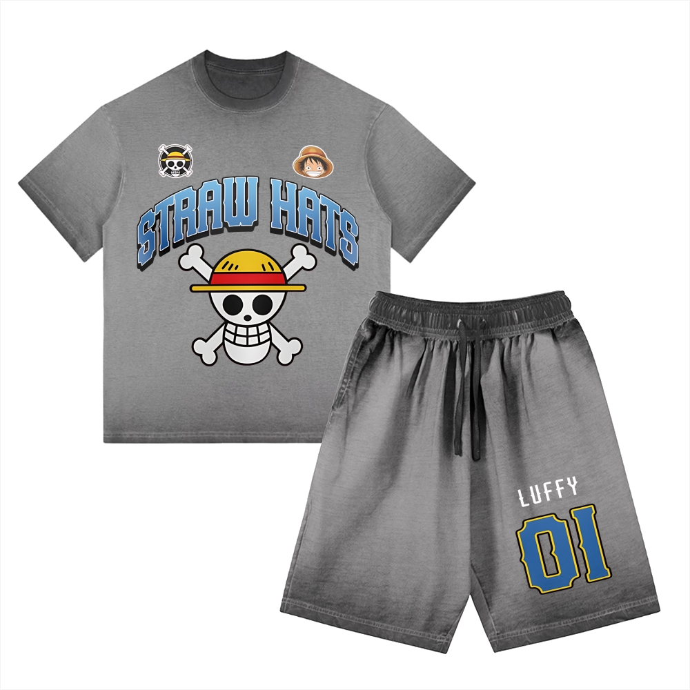 One Piece | Washed Tee&Shorts Set  