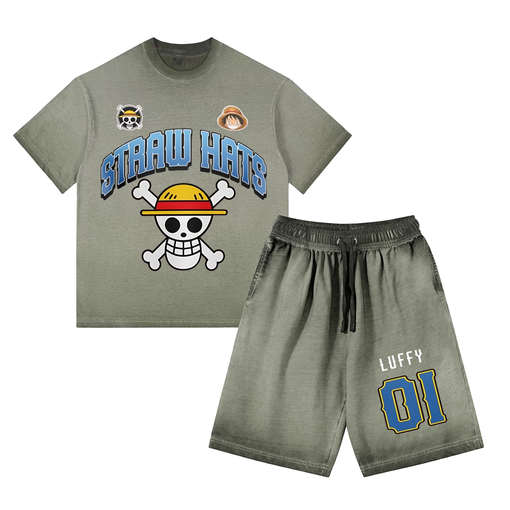 One Piece | Washed Tee&Shorts Set  