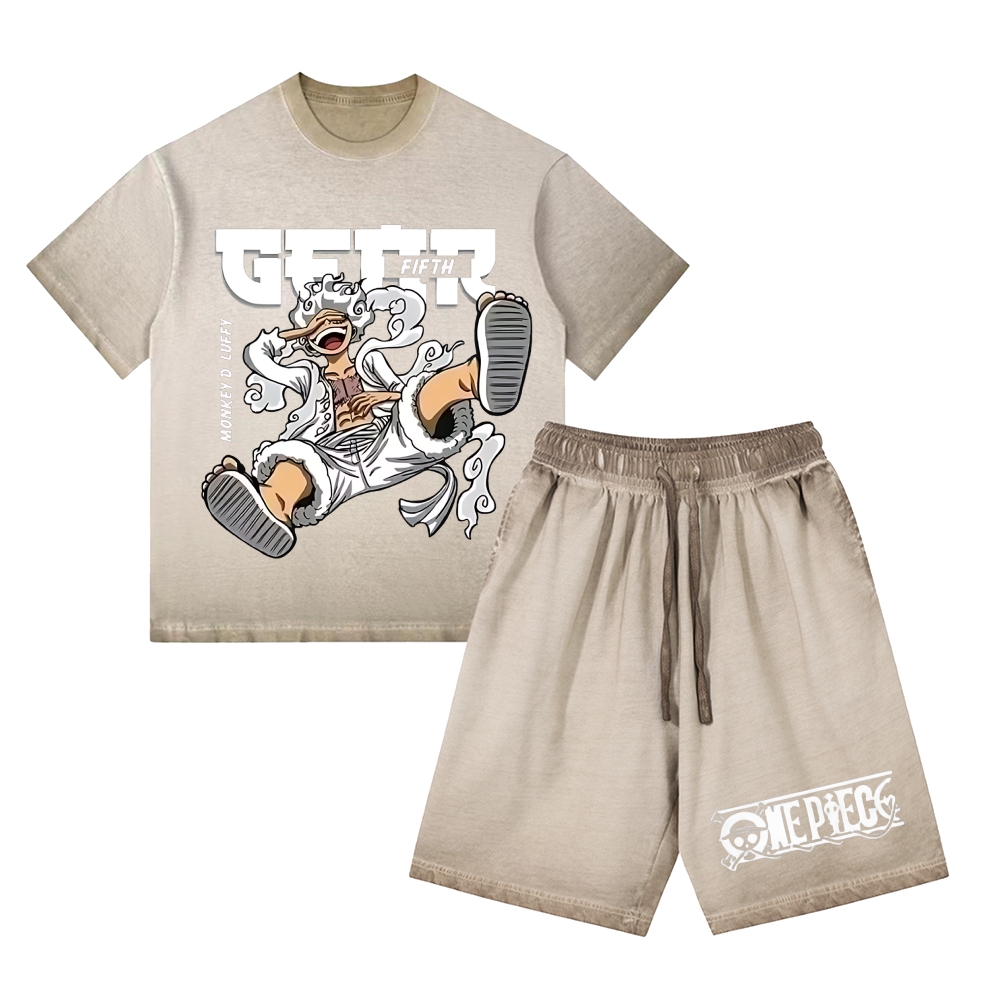 One Piece | Washed Tee&Shorts Set  