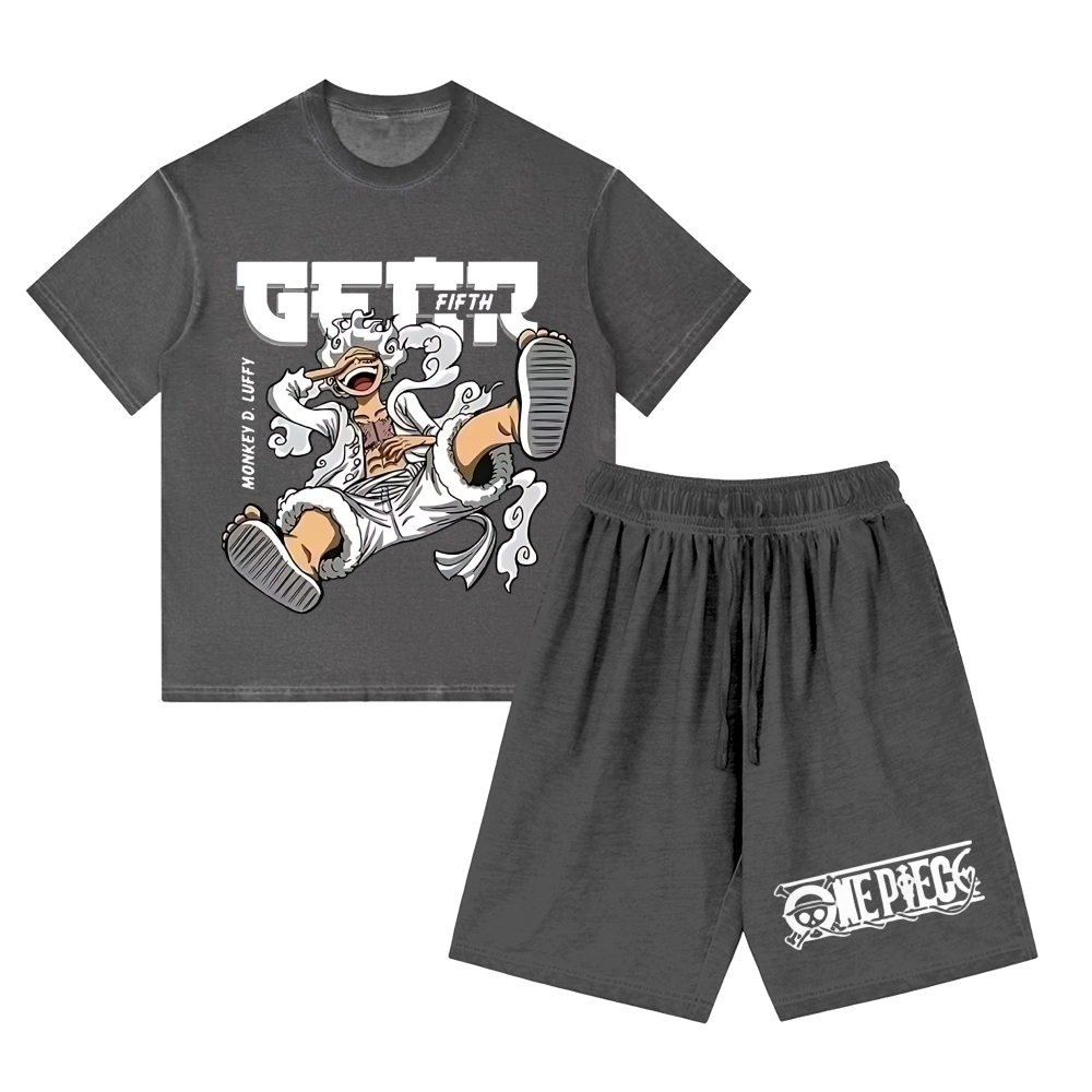 One Piece | Washed Tee&Shorts Set  