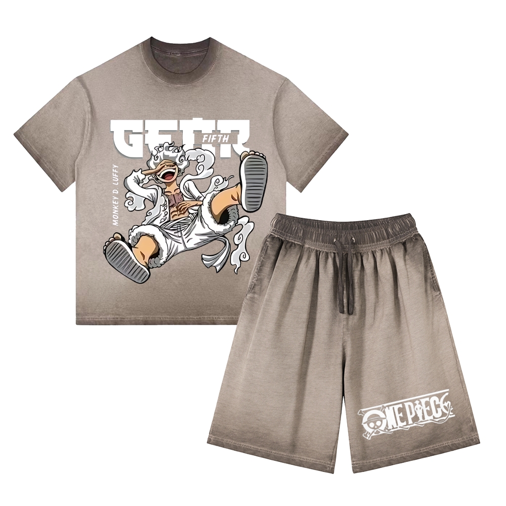 One Piece | Washed Tee&Shorts Set  
