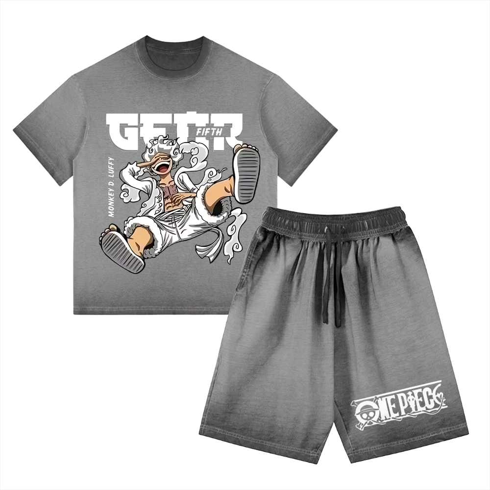 One Piece | Washed Tee&Shorts Set  