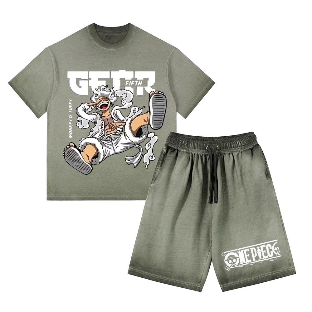 One Piece | Washed Tee&Shorts Set  
