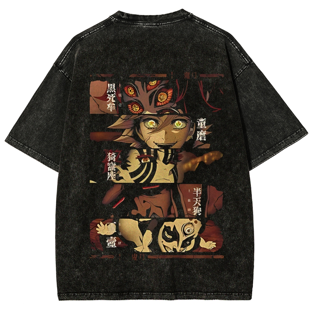 Demon Slayer Upper Moon Anime Shirt Double Printed Unisex Oversize, Acid Washed Heavyweight T-Shirt