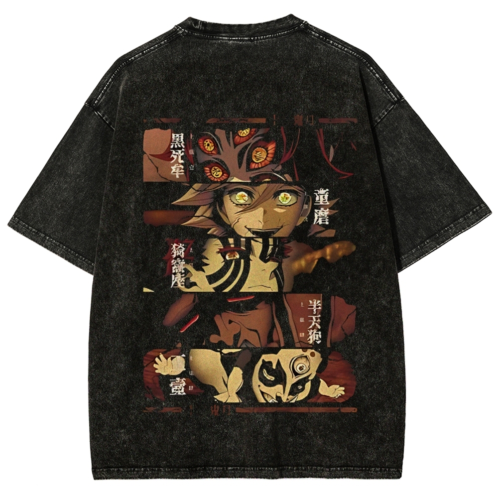 Demon Slayer Upper Moon Anime Shirt Double Printed Unisex Oversize, Acid Washed Heavyweight T-Shirt