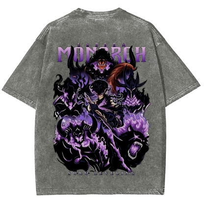 Sung Jinwoo Vintage Unisex Washed T-Shirt | Solo Leveling 