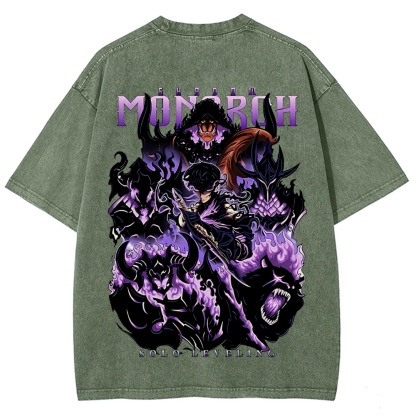 Sung Jinwoo Vintage Unisex Washed T-Shirt | Solo Leveling 