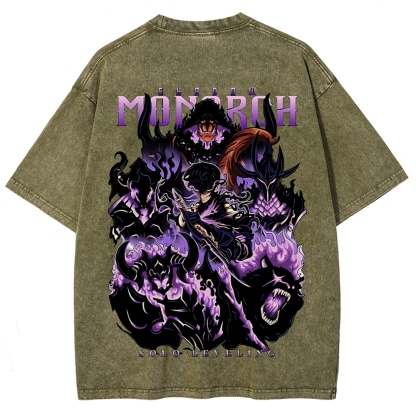 Sung Jinwoo Vintage Unisex Washed T-Shirt | Solo Leveling 