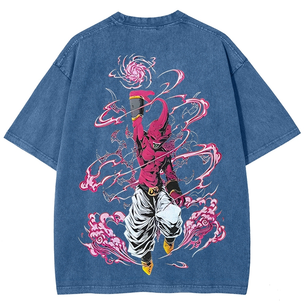Majin Buu Printed Unisex Washed T-Shirt | Dragon Ball Z 