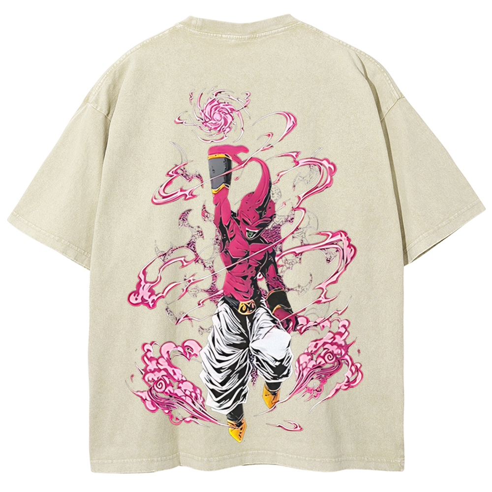 Majin Buu Printed Unisex Washed T-Shirt | Dragon Ball Z 