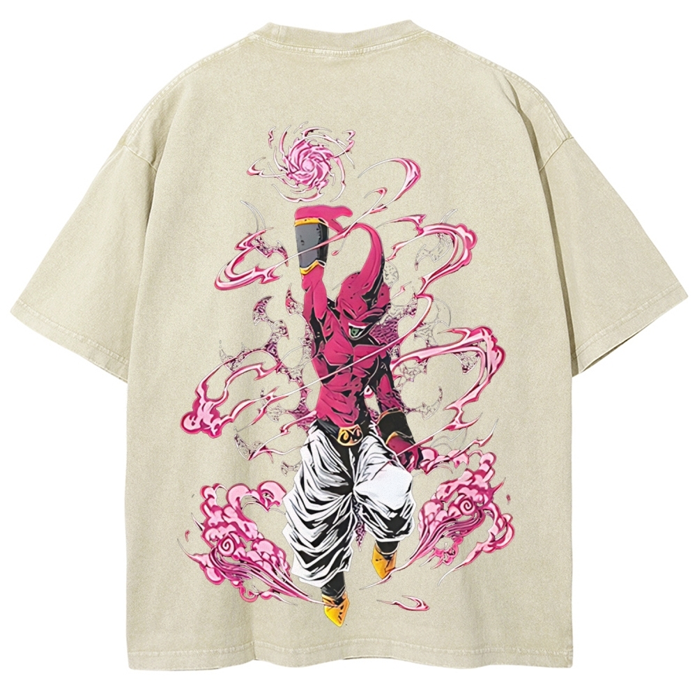 Majin Buu Printed Unisex Washed T-Shirt | Dragon Ball Z 