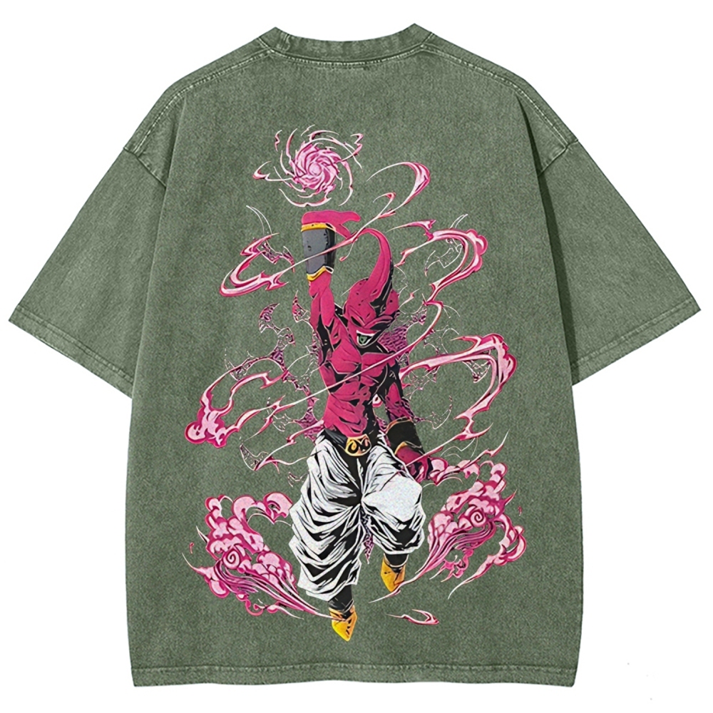 Majin Buu Printed Unisex Washed T-Shirt | Dragon Ball Z 
