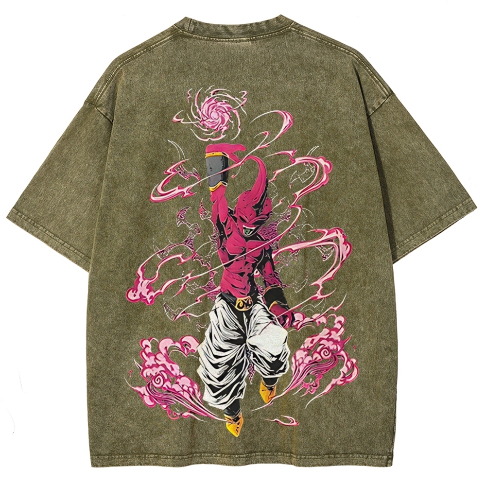 Majin Buu Printed Unisex Washed T-Shirt | Dragon Ball Z 