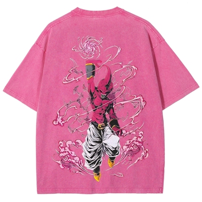Majin Buu Printed Unisex Washed T-Shirt | Dragon Ball Z 