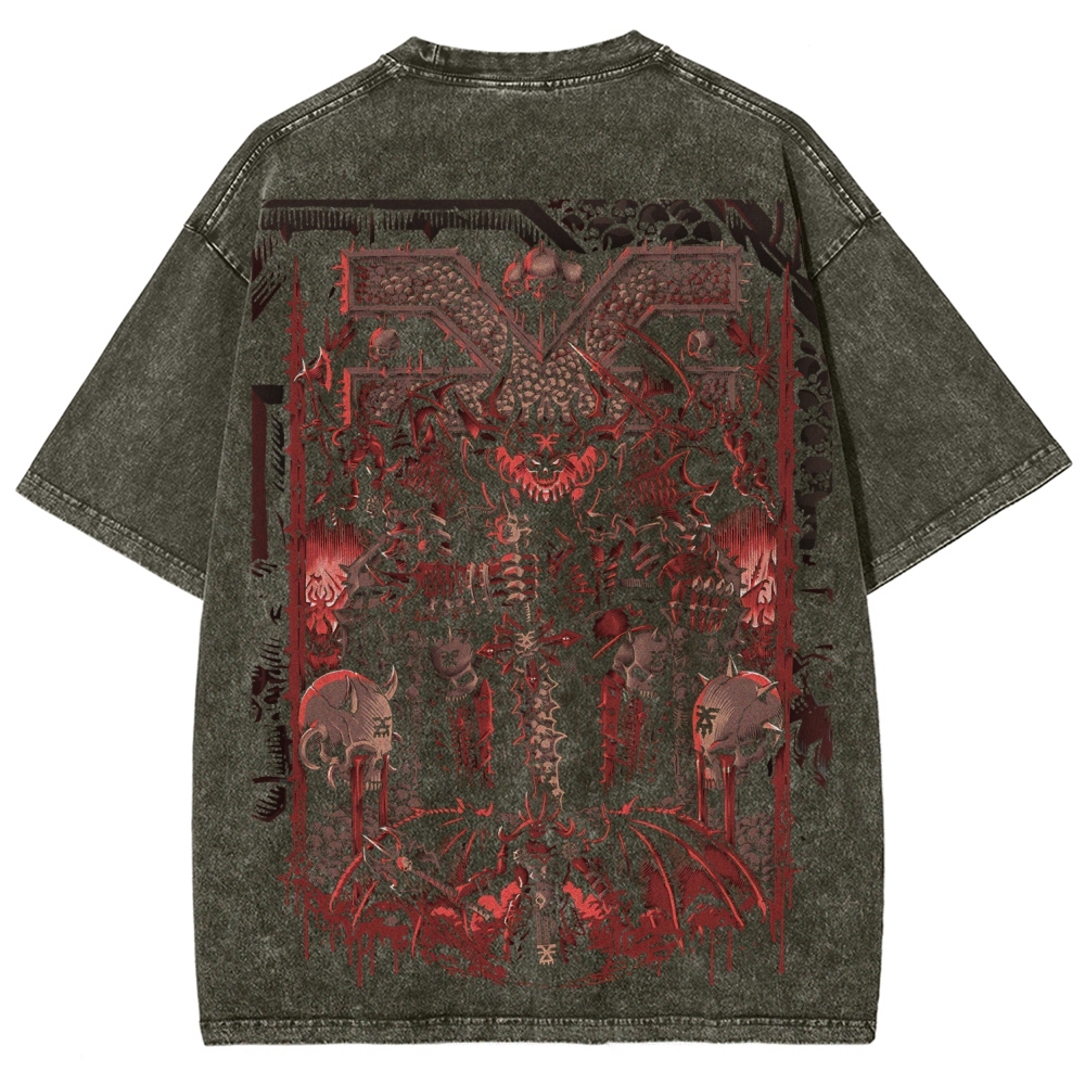 Warhammer 40K KHORNE the Blood God Unisex Fit Washed T-Shirt 2603001242