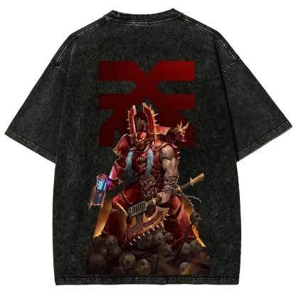 Kharn The Betrayer Warhammer 40K Printed Unisex Washed T-Shirt