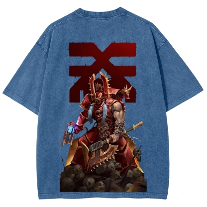Kharn The Betrayer Warhammer 40K Printed Unisex Washed T-Shirt