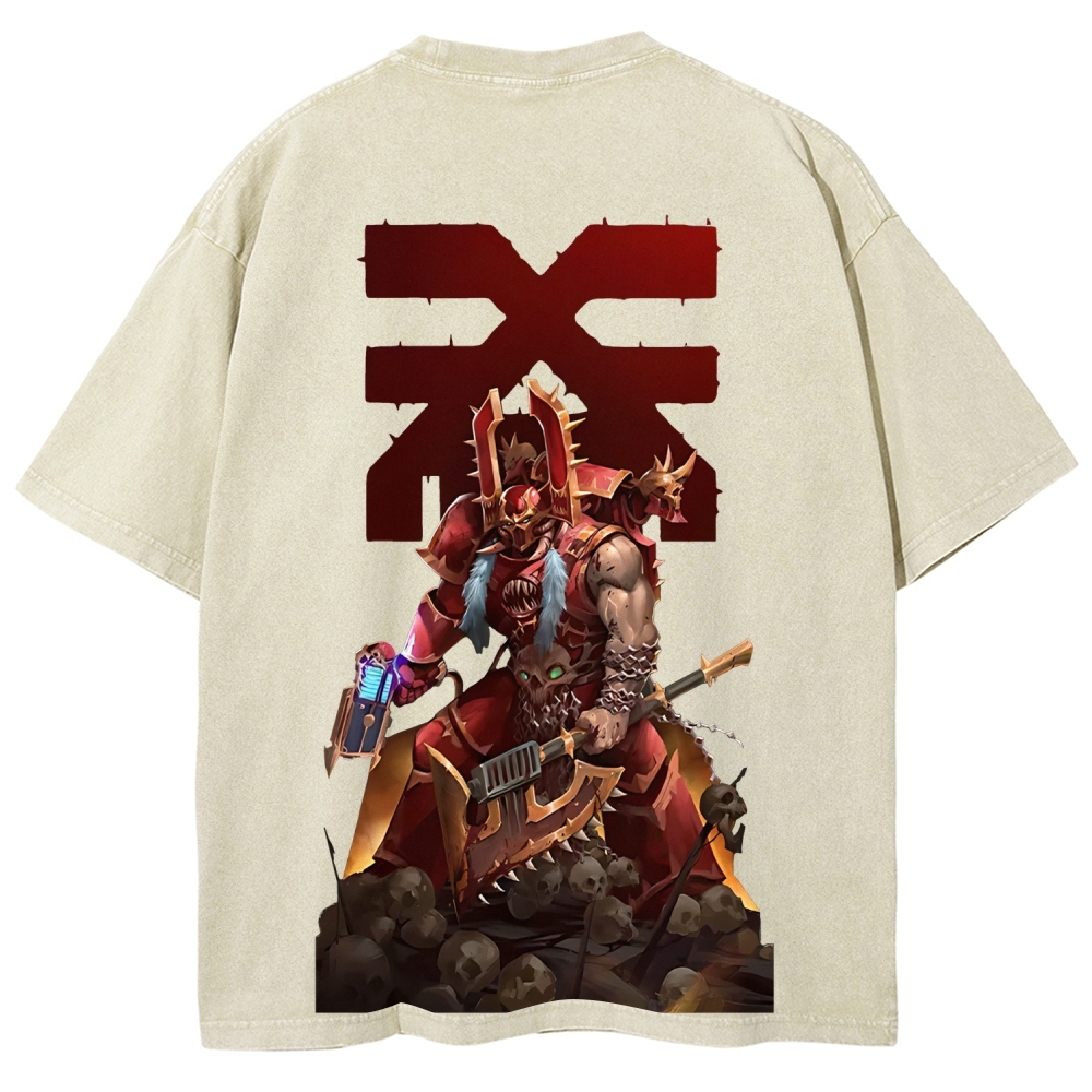 Kharn The Betrayer Warhammer 40K Printed Unisex Washed T-Shirt