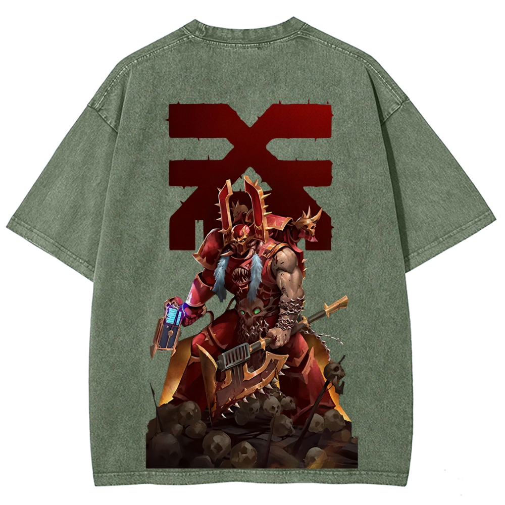 Kharn The Betrayer Warhammer 40K Printed Unisex Washed T-Shirt